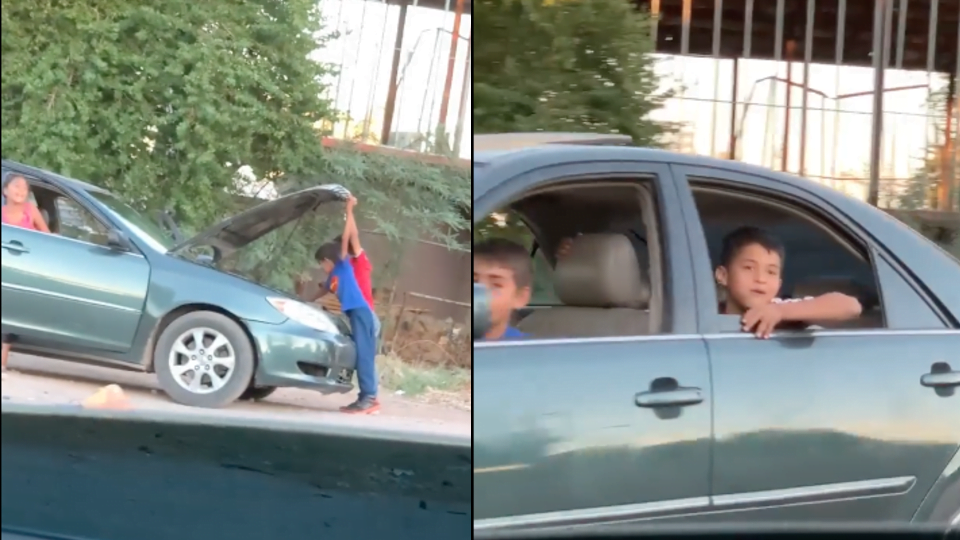 Sorprenden a niños conduciendo y reparando auto, sucedió en Mexicali