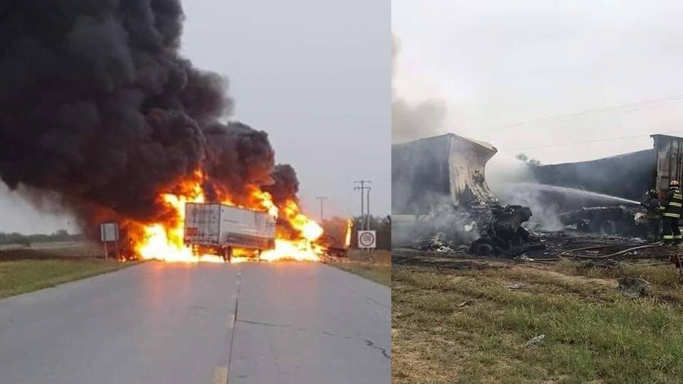 Fuego consume dos tráileres en la Mex II, de Nuevo Laredo