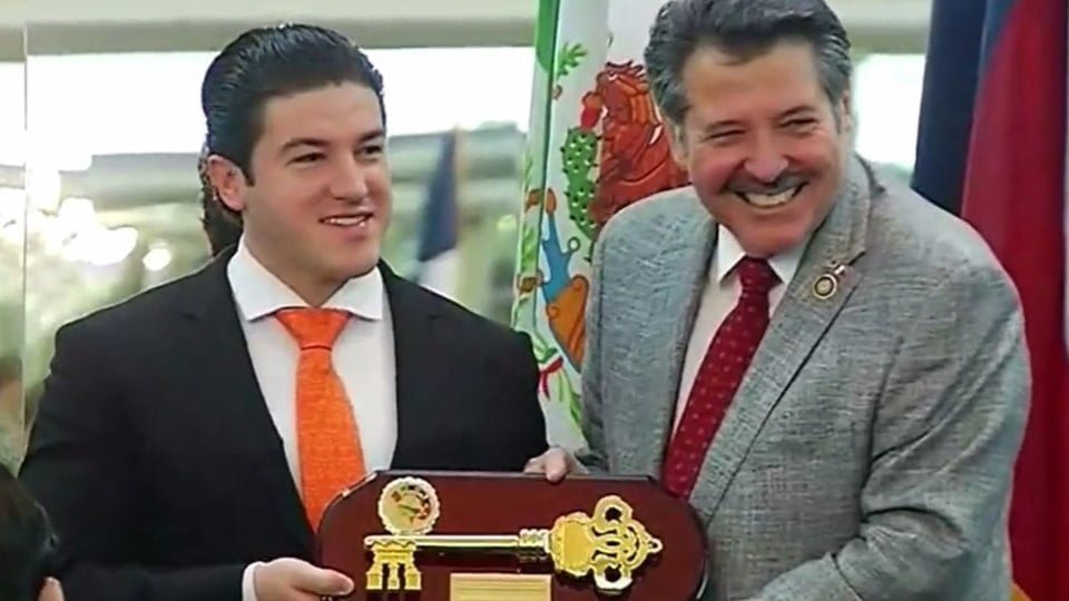 El gobernador de Nuevo León, Samuel García, recibe llave de la cd. de Laredo, Texas