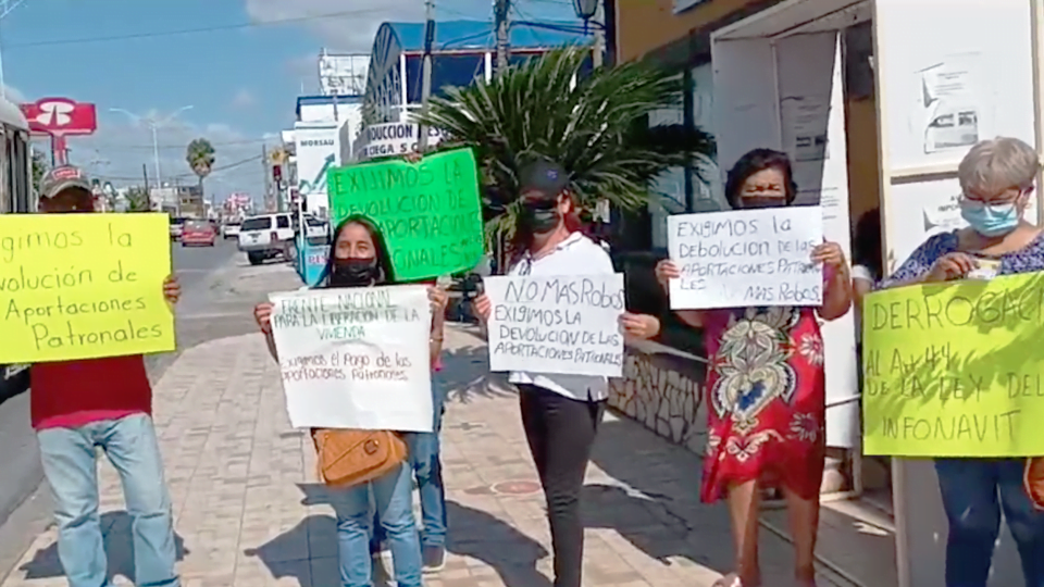 Protestas en el INFONAVIT de Matamoros; Piden intervención de AMLO