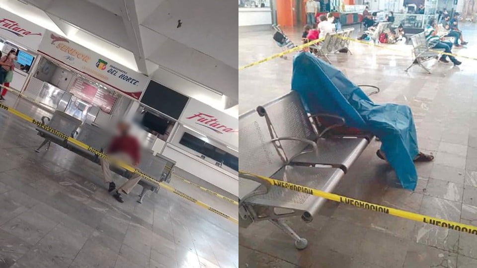 Muere abuelito sentado en banca de la central de autobuses en Reynosa