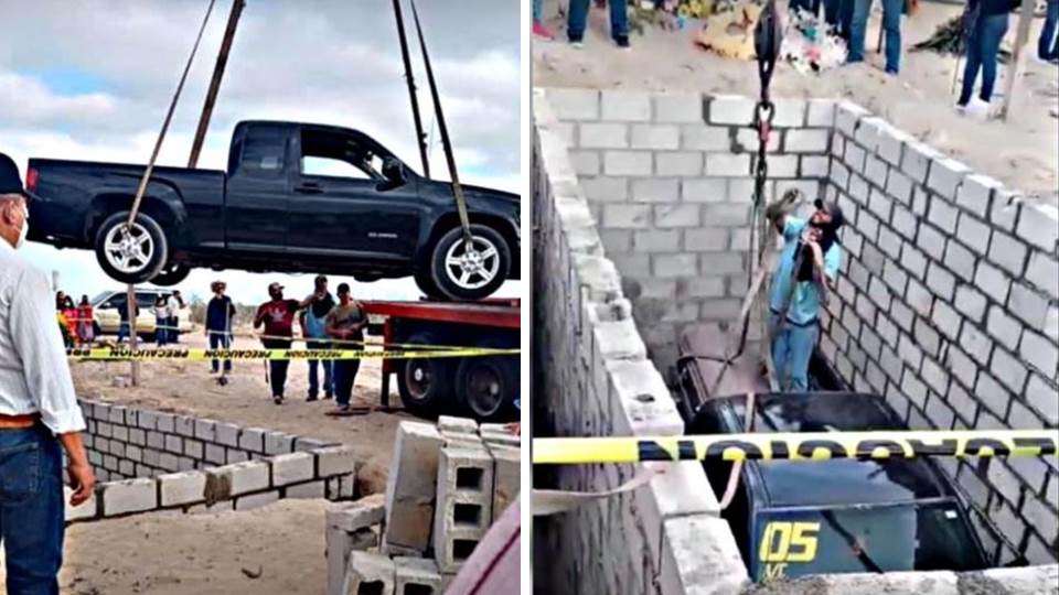 Sepultan a hombre con todo y su camioneta