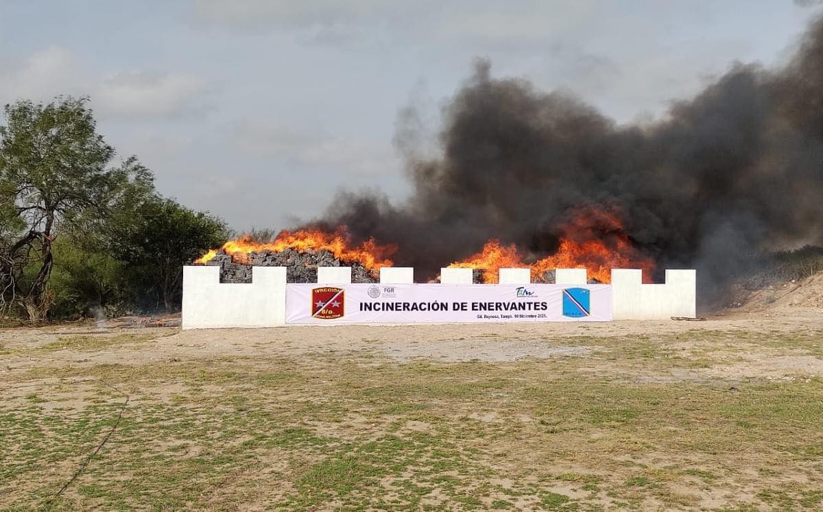 Incineran mas de 4 toneladas de drogas en Reynosa