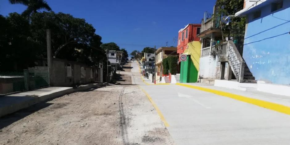 Pavimentan a la mitad calle que divide a Tampico y Ciudad Madero