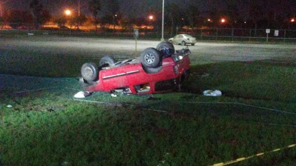 Ebrio conductor muere tras volcar en la carretera Matamoros – Reynosa