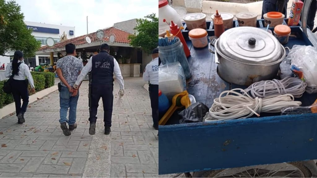 Elotero es sorprendido robando cableado eléctrico de plaza en Mante