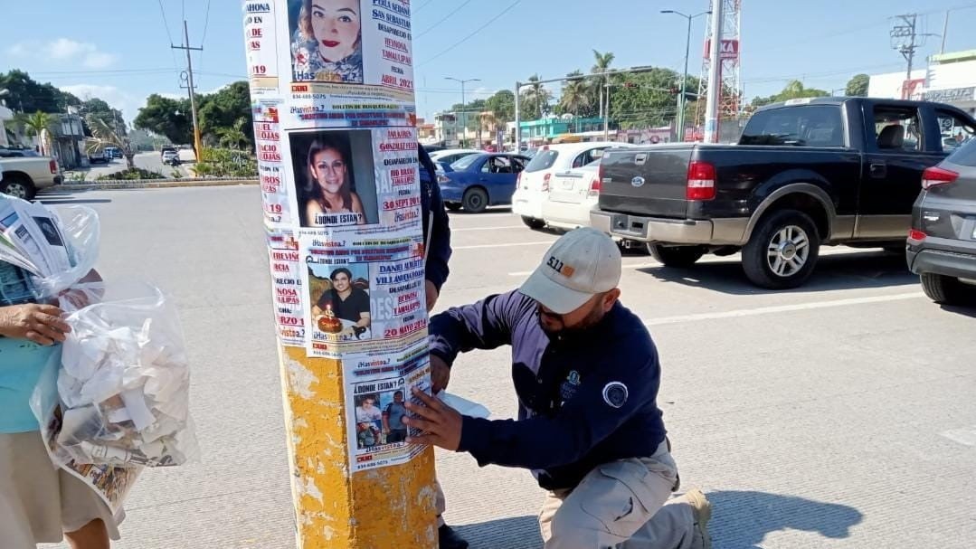 Pegan volantes para buscar a personas desaparecidas en Cd. Madero