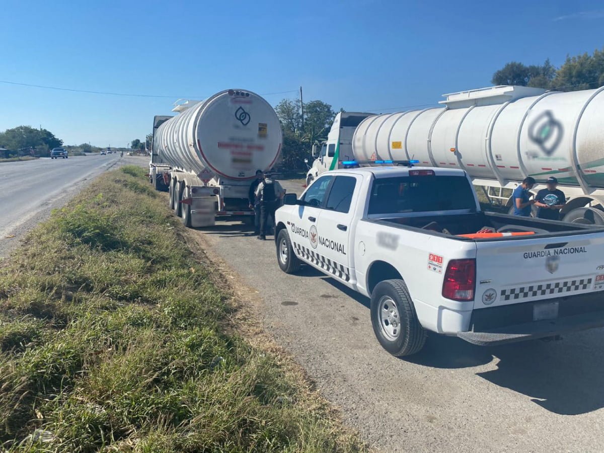 Guardia Nacional detiene 6 traileres de huachicol en Tamaulipas