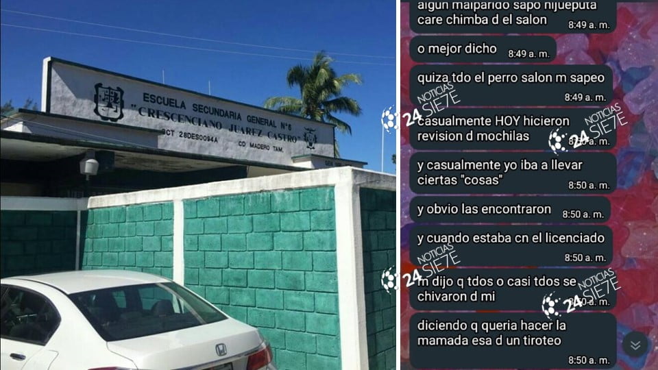 Estudiante de Ciudad Madero amenaza con llevar arma de fuego a clases y es suspendido