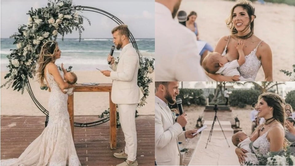 Madre amamanta a su bebé en el altar antes de darle el “sí” a su prometido