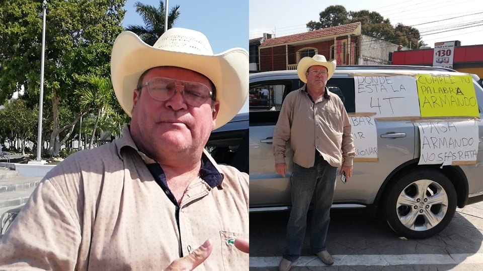 Empresario se manifiesta, exige pago al ayuntamiento; Municipio asegura que no es proveedor