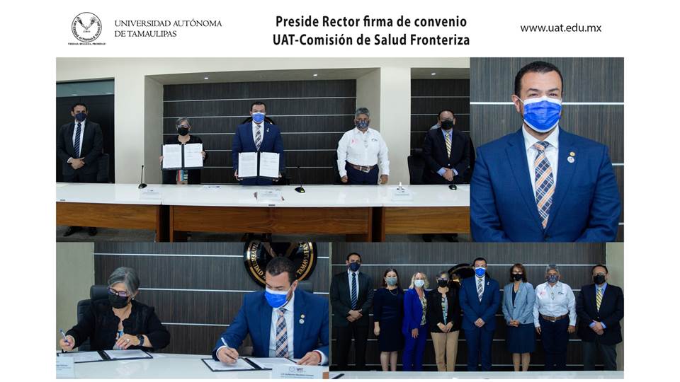 Preside Rector firma de convenio UAT-Comisión de Salud Fronteriza