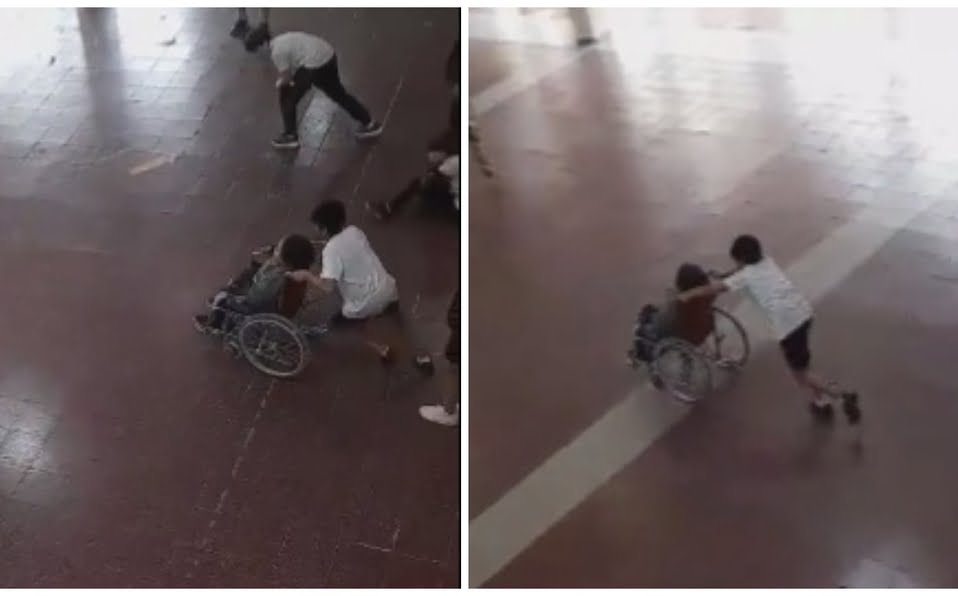 ¡Empatía total! Niño realiza conmovedor gesto con su compañero discapacitado