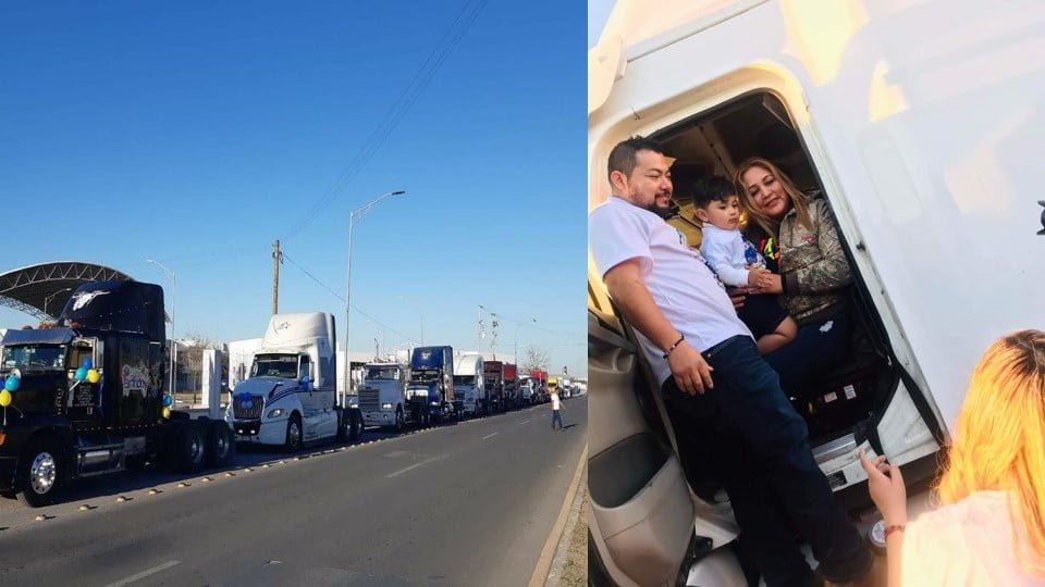 Traileros de Tamaulipas arman desfile para un niño: le cumplieron su sueño