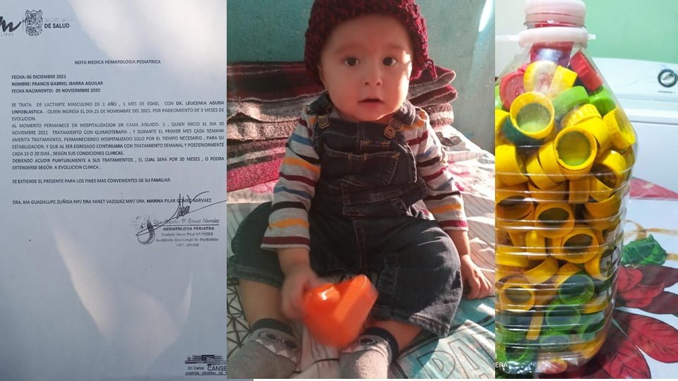 Piden tapitas para ayudar al pequeño Francis; tiene leucemia