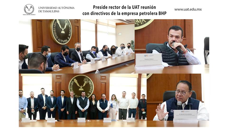 Preside rector de la UAT reunión con directivos de la empresa petrolera BHP