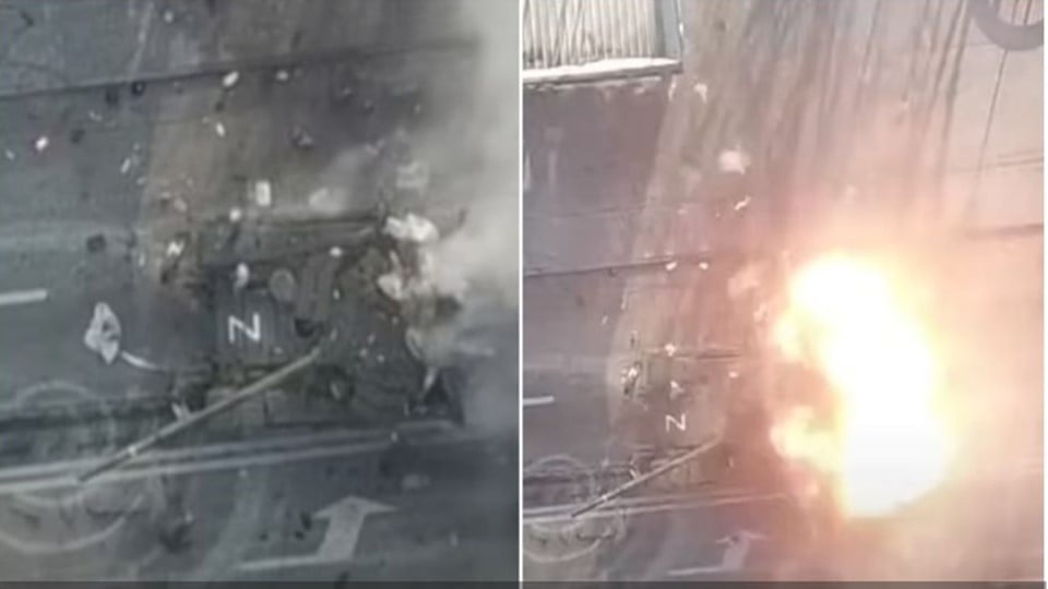 Impresionante momento en el que soldado ruso alcanza a escapar de su tanque antes de qué explote