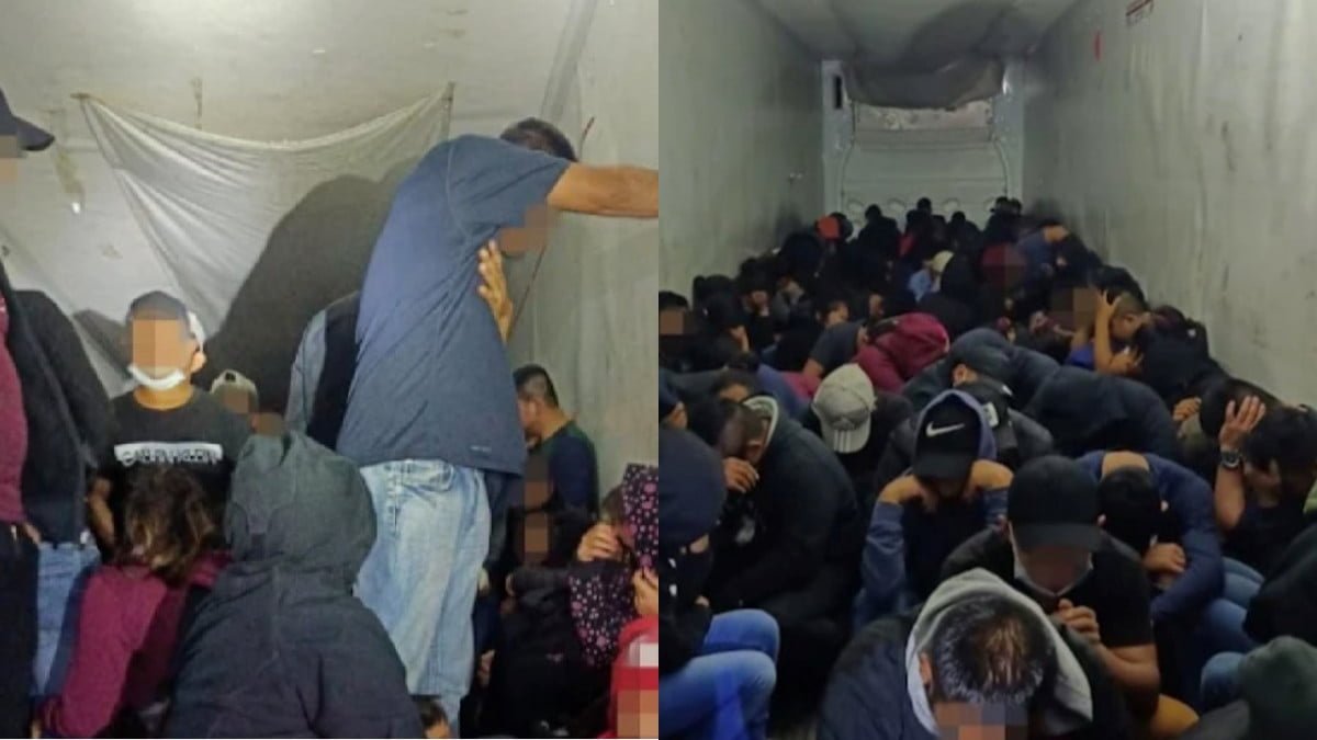 Encuentran a 133 migrantes hacinados en caja refrigerada de tráiler