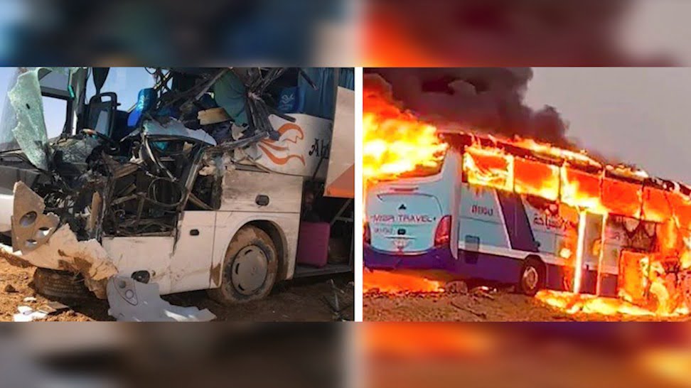 Choque de autobús turístico deja 10 muertos en Egipto