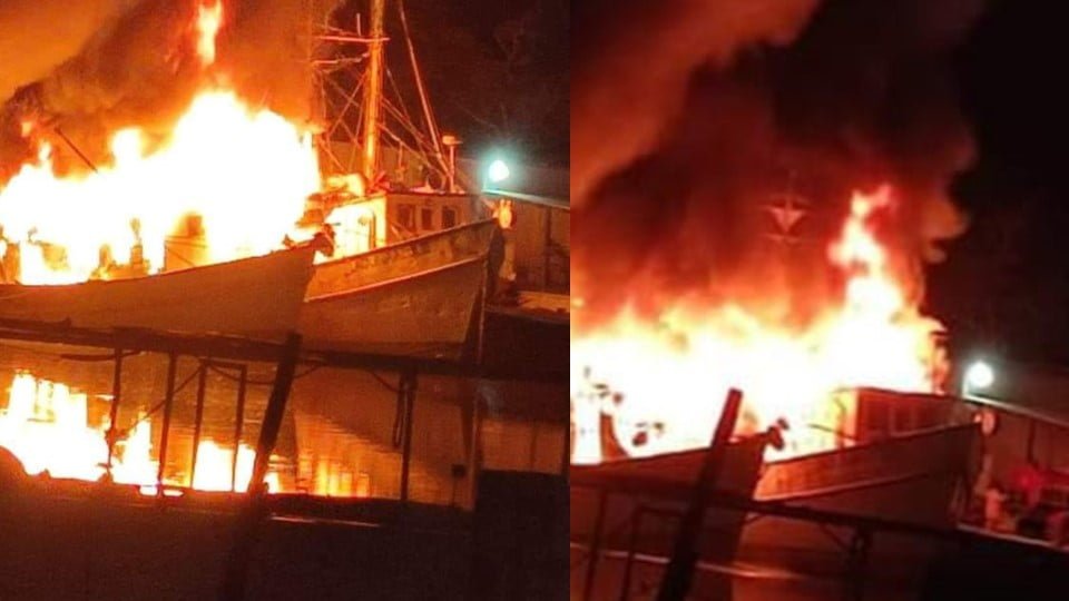 Explota embarcación en Isleta Pérez de Tampico, otro barco más también se incendia