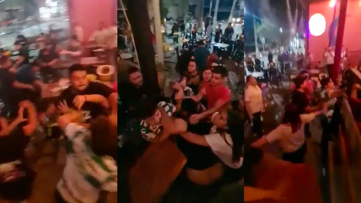 ¡Se fueron a los golpes! Jóvenes protagonizan pelea en un bar