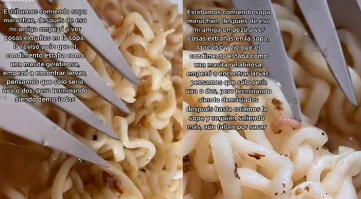 Usuarias encuentran parásitos en sopa instantánea