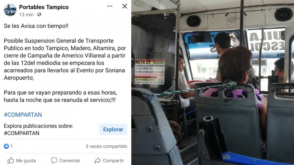  Advierten posible suspensión de transporte público en zona sur por mitin político