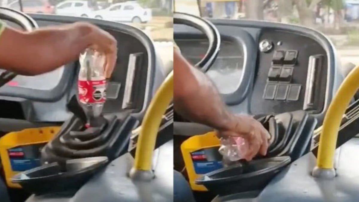 “México no conquista el mundo porque no quiere” Viralizan a microbusero usando botella como palanca