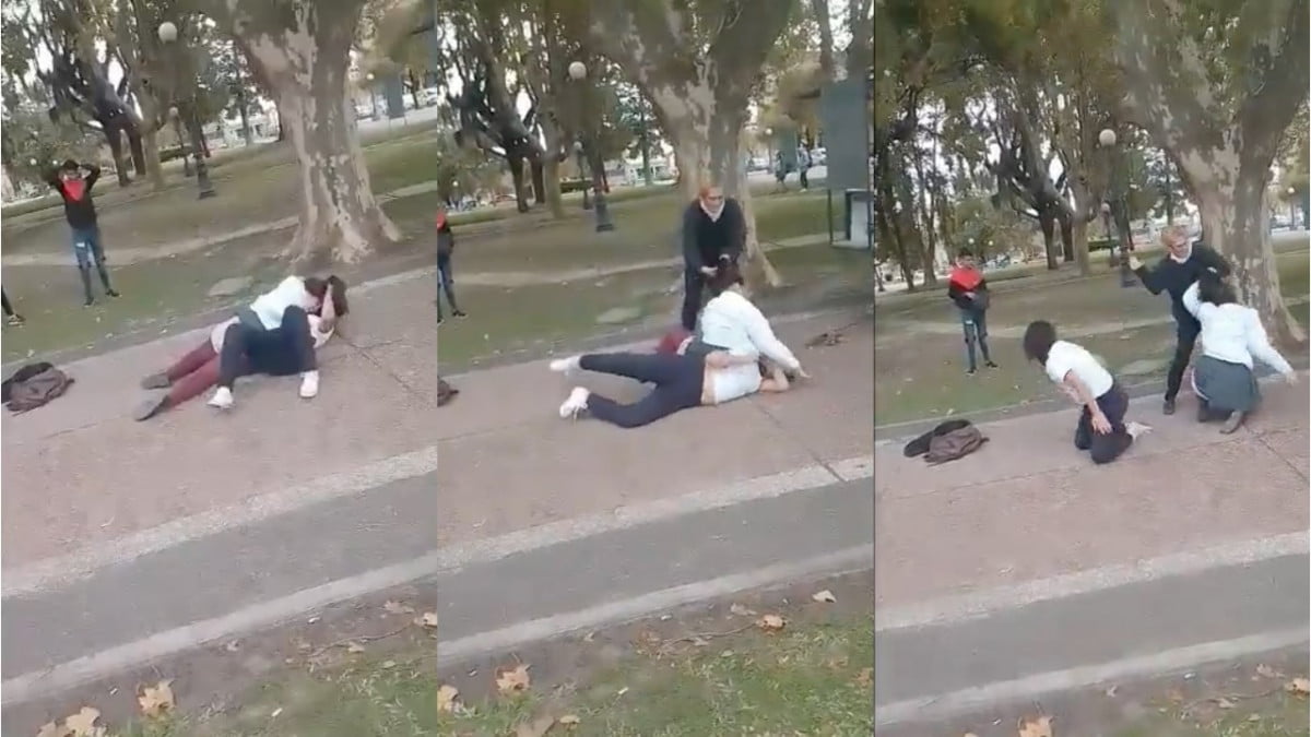 Maestra acaba pelea callejera dándoles cachetadas a sus alumnas
