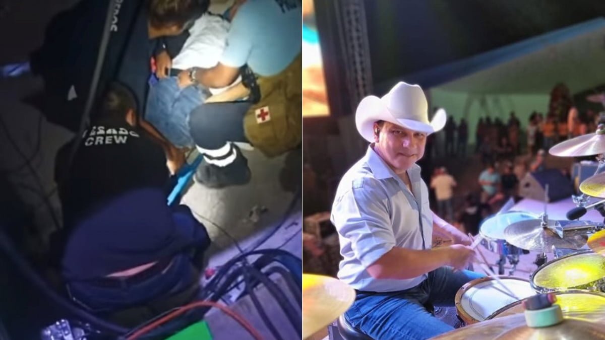 Baterista de Grupo Pesado sufre accidente en el escenario 
