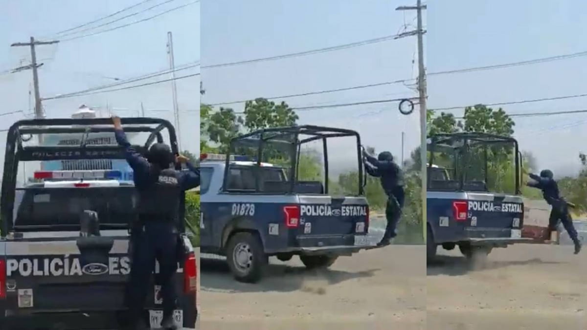 Policía sale volando de la patrulla mientras trasladaban a presunto feminicida