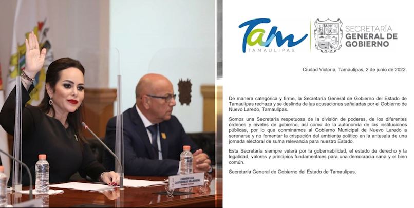 Se deslinda Secretaría General de Gobierno de acusaciones de Gobierno de Nuevo Laredo.