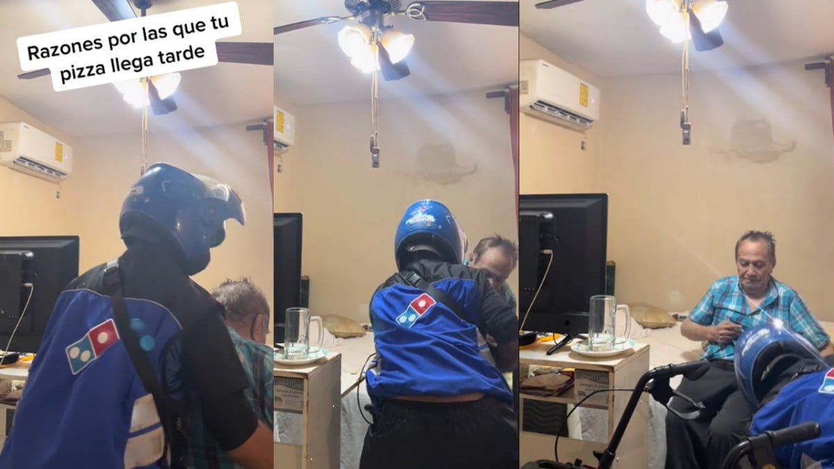 Abuelito pide pizza por teléfono para que repartidor lo ayude a sentarse en su cama