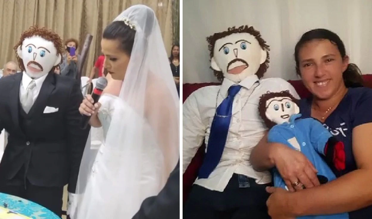 “Mi sueño era vestirme de novia”: Mujer se casó con muñeco de trapo y ya hasta tienen un bebé