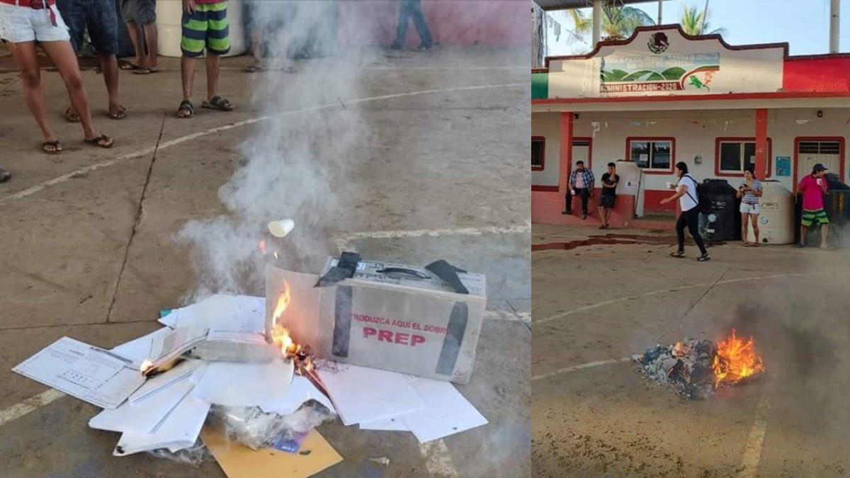 Queman paquetería electoral por falta de apoyos tras huracán Agatha en Oaxaca