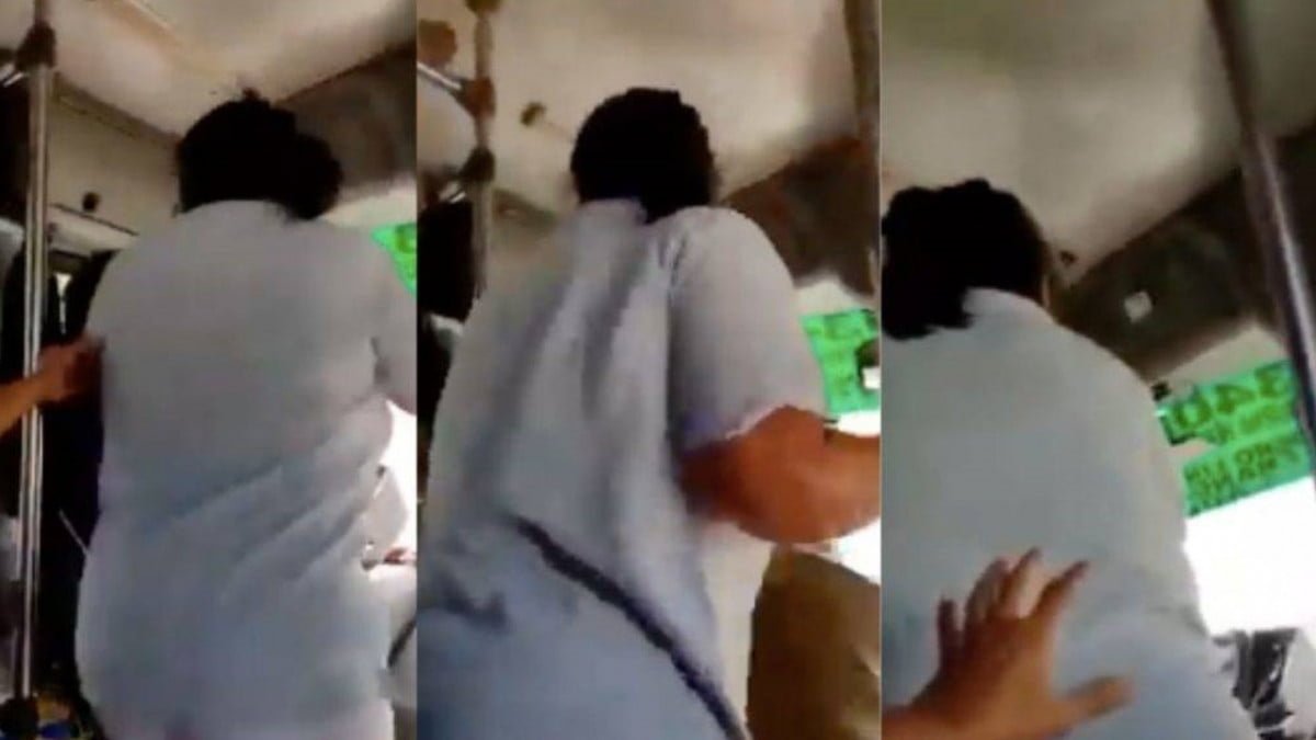 Mujer golpea a microbusero por no bajarla donde quería 