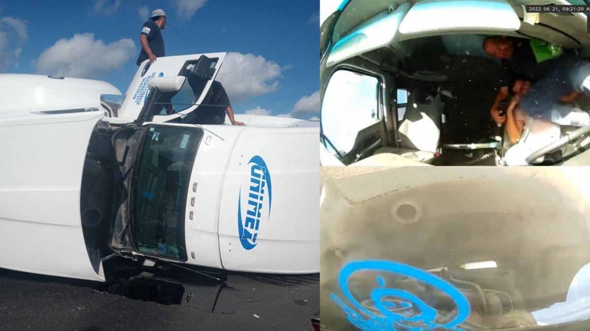 Cámara de seguridad capta accidente de un trailero que conducía en carretera