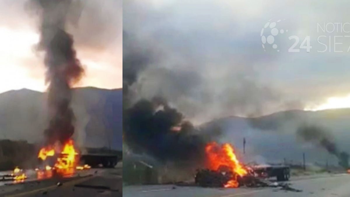 Se incendia tráiler tras provocar fuerte choque en la carretera Victoria-Tula