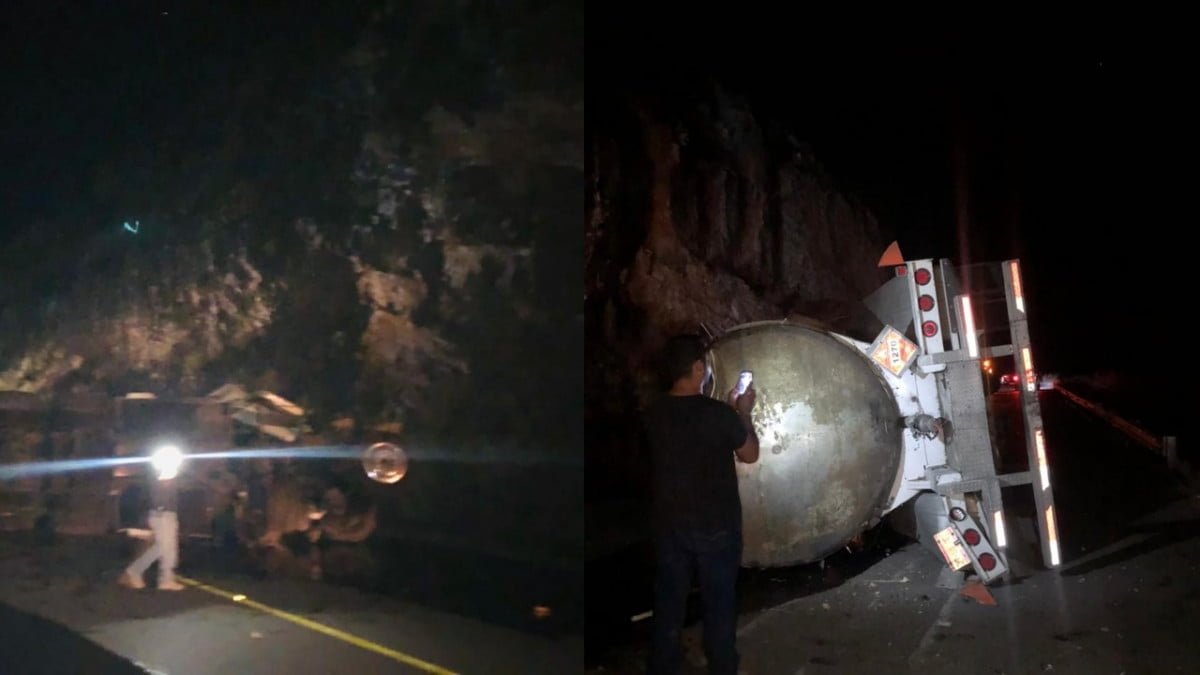 Vuelca pipa con aceite, vialidad parcialmente cerrada en carretera Victoria-Tula