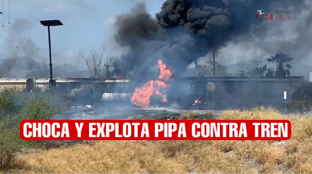 Choque con explosión entre el tren y una pipa de gas deja un hombre sin vida
