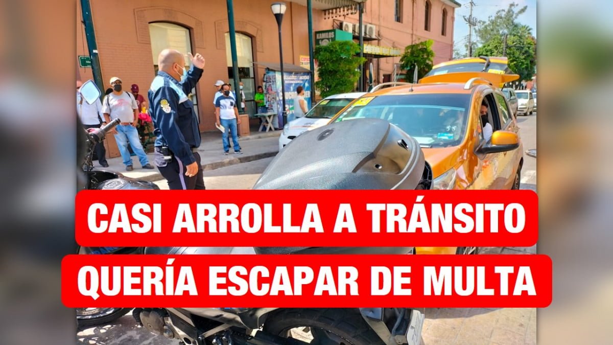 Por evitar una infracción, taxista estuvo a punto de atropellar un tránsito en Tampico