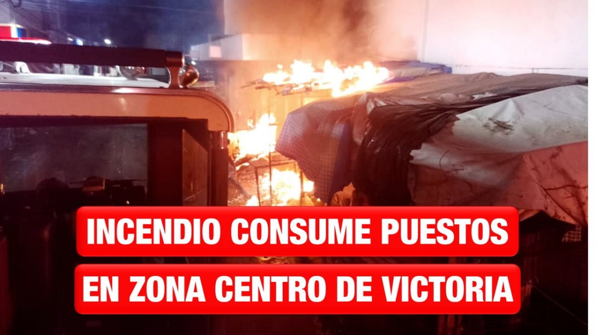 Incendio consume puestos en la zona centro de Victoria