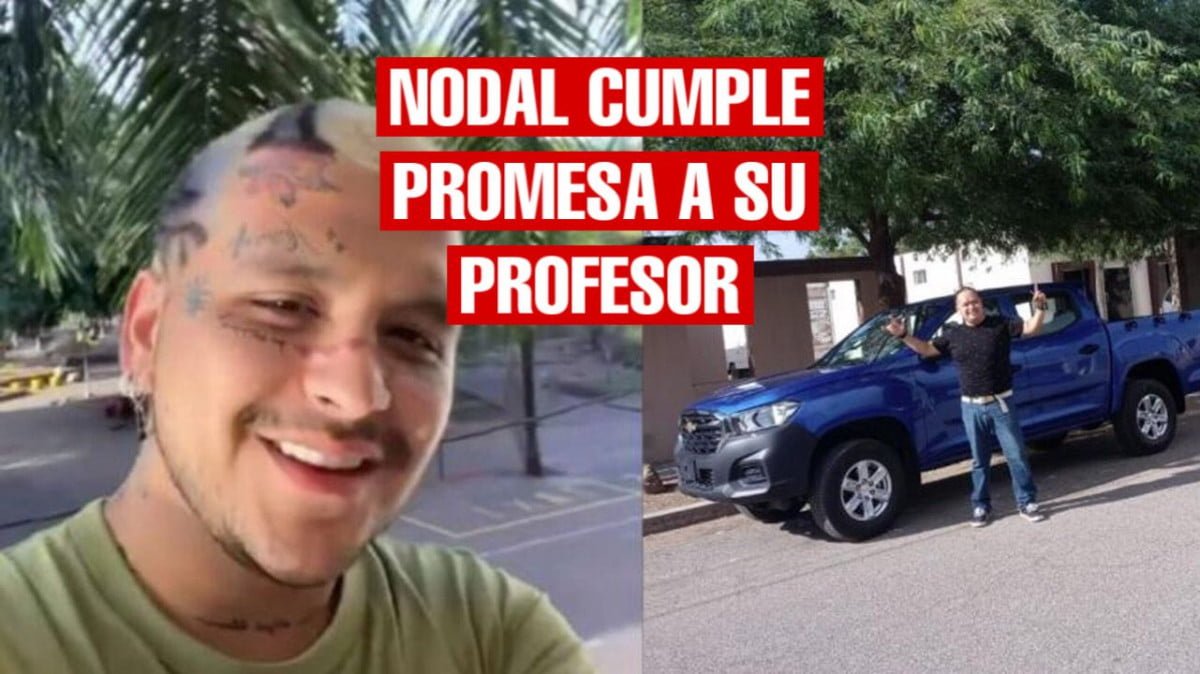 Christian Nodal cumple promesa y le regala carro nuevo a su profesor