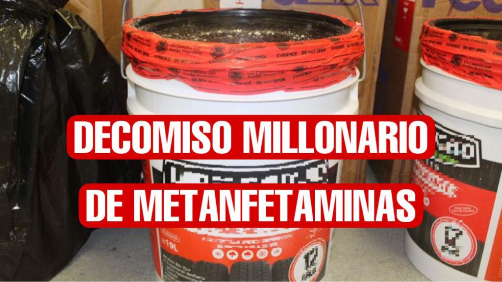 Decomisan 4.3 MDD de metanfetaminas en Puente del Comercio Mundial