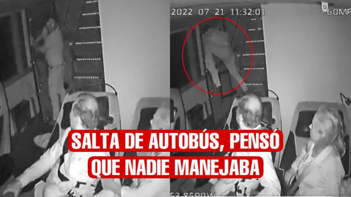 Hombre salta de autobús en movimiento, pensó que no había chófer