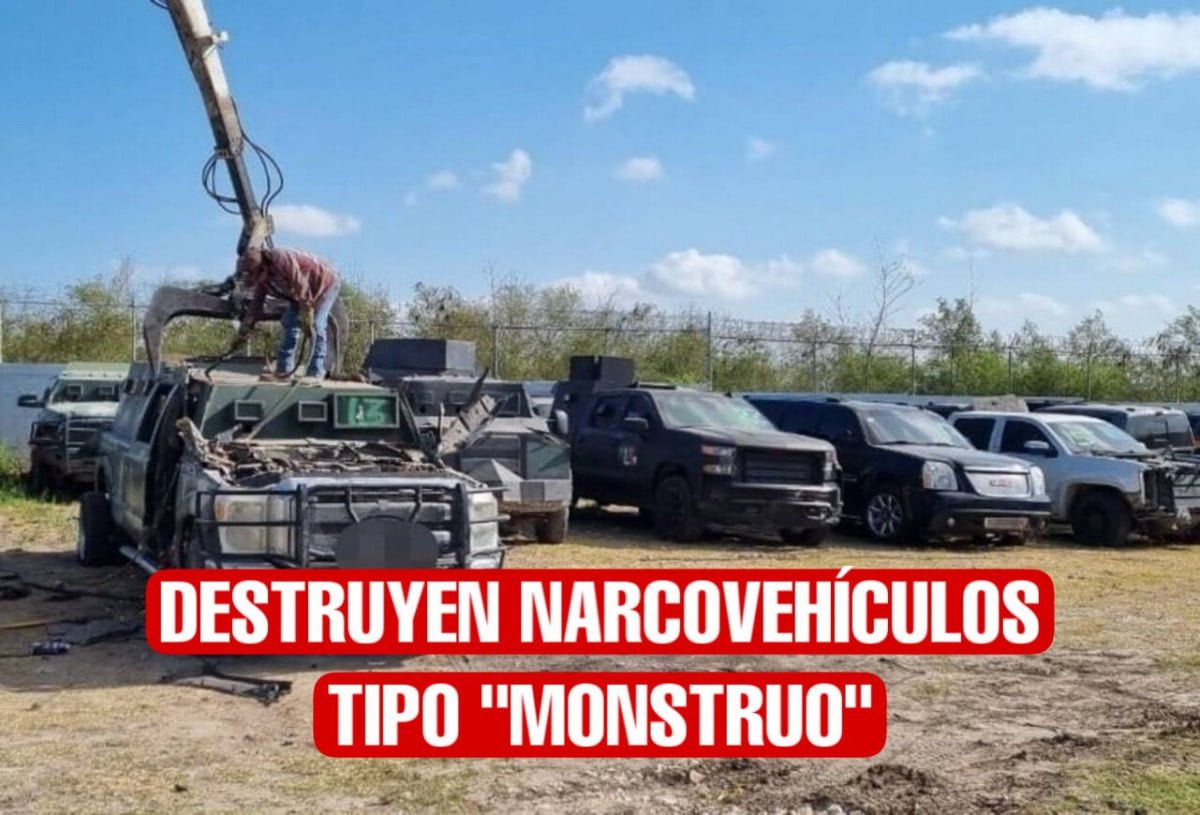 FGR destruye 23 narcovehículos tipo “monstruo” en Tamaulipas