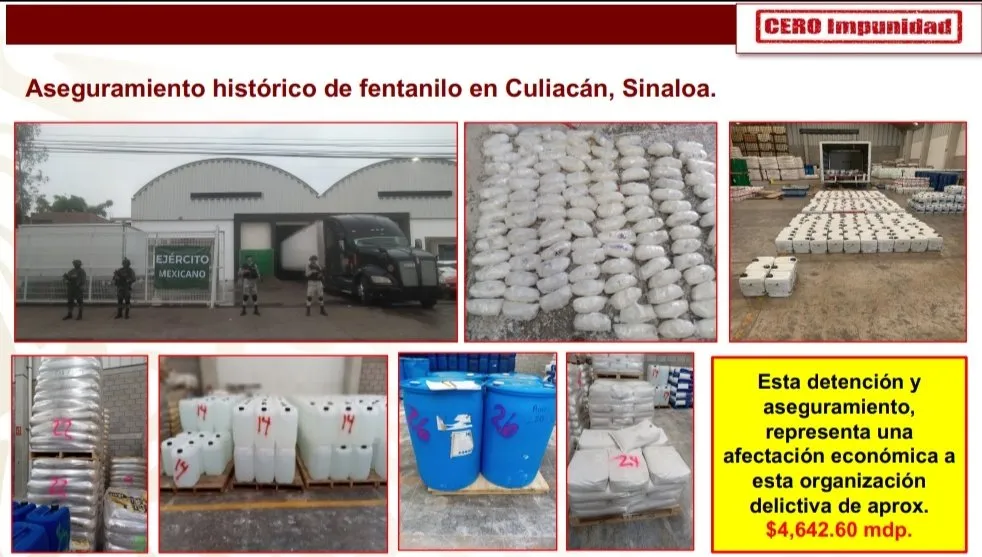 Realizan “decomiso histórico” de 542 kilogramos de fentanilo en Sinaloa 