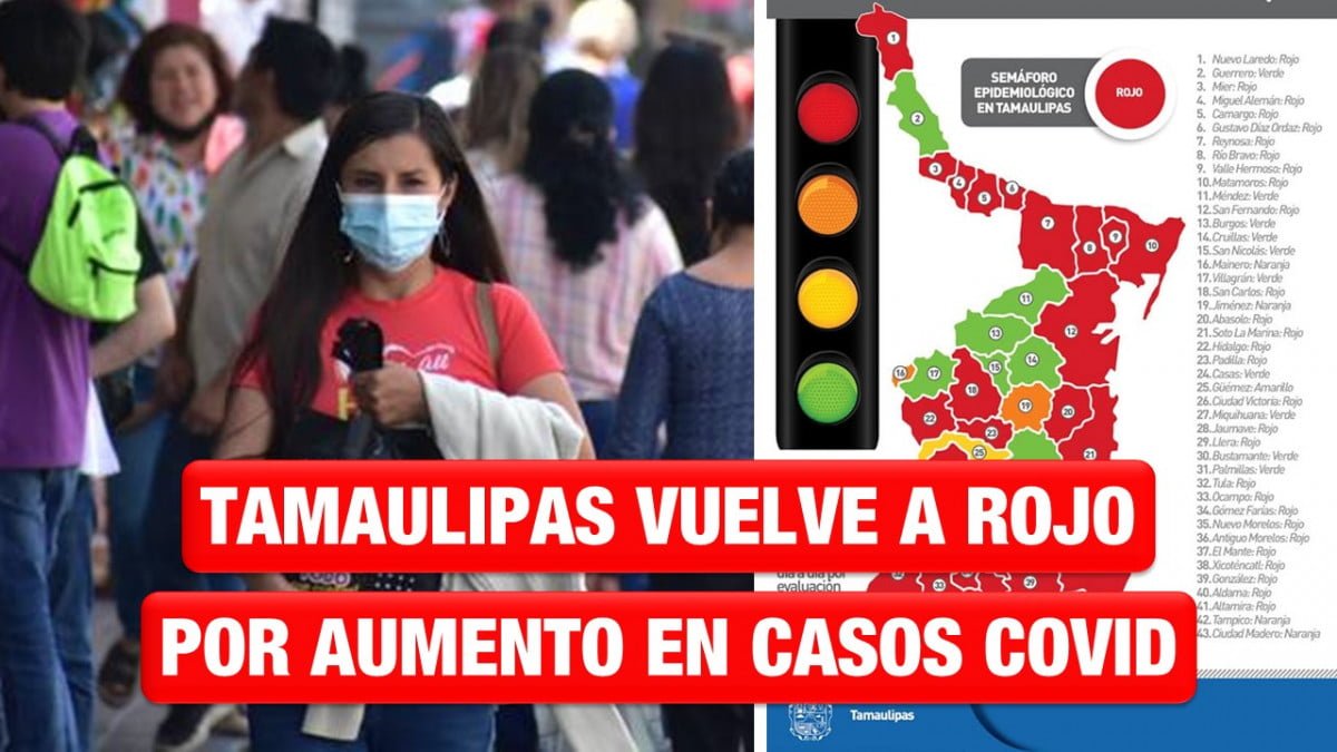 Tamaulipas vuelve a color rojo, por aumento en casos Covid