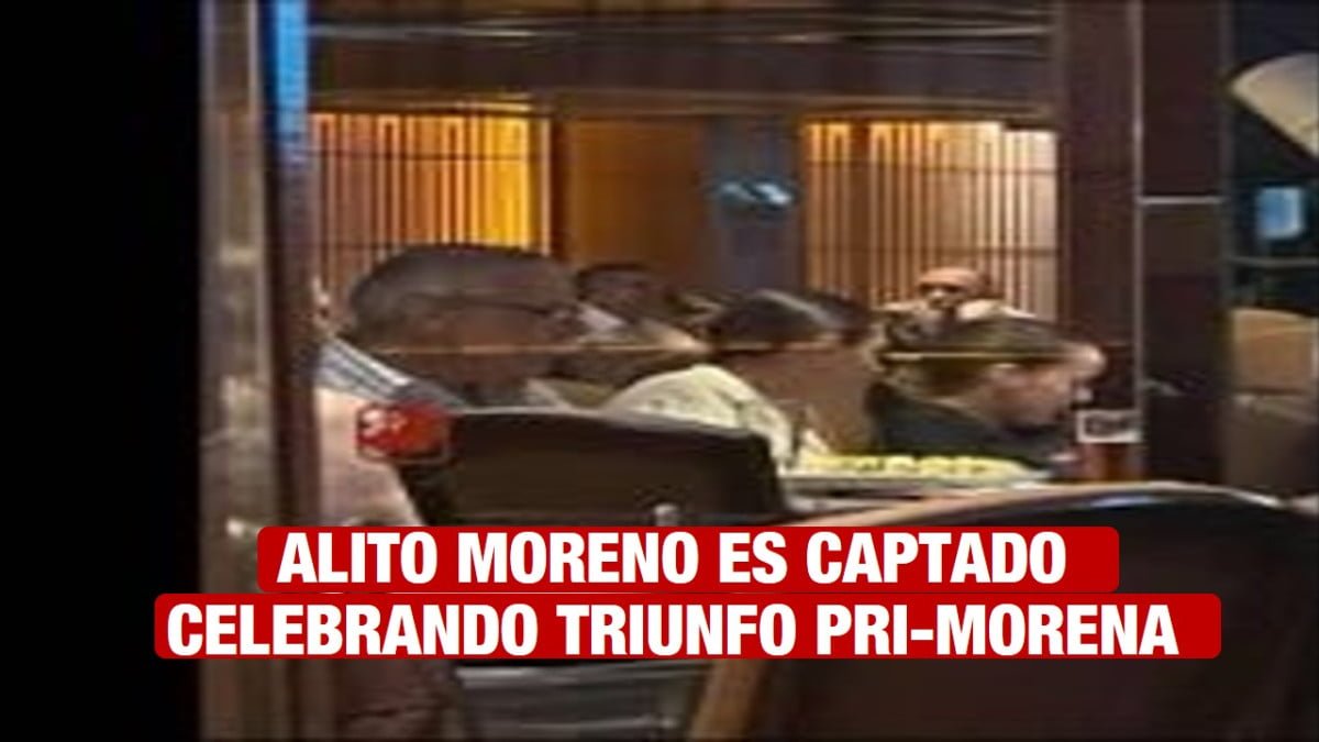 Captan a Alito Moreno festejando triunfo PRI-MORENA en restaurante Suntory
