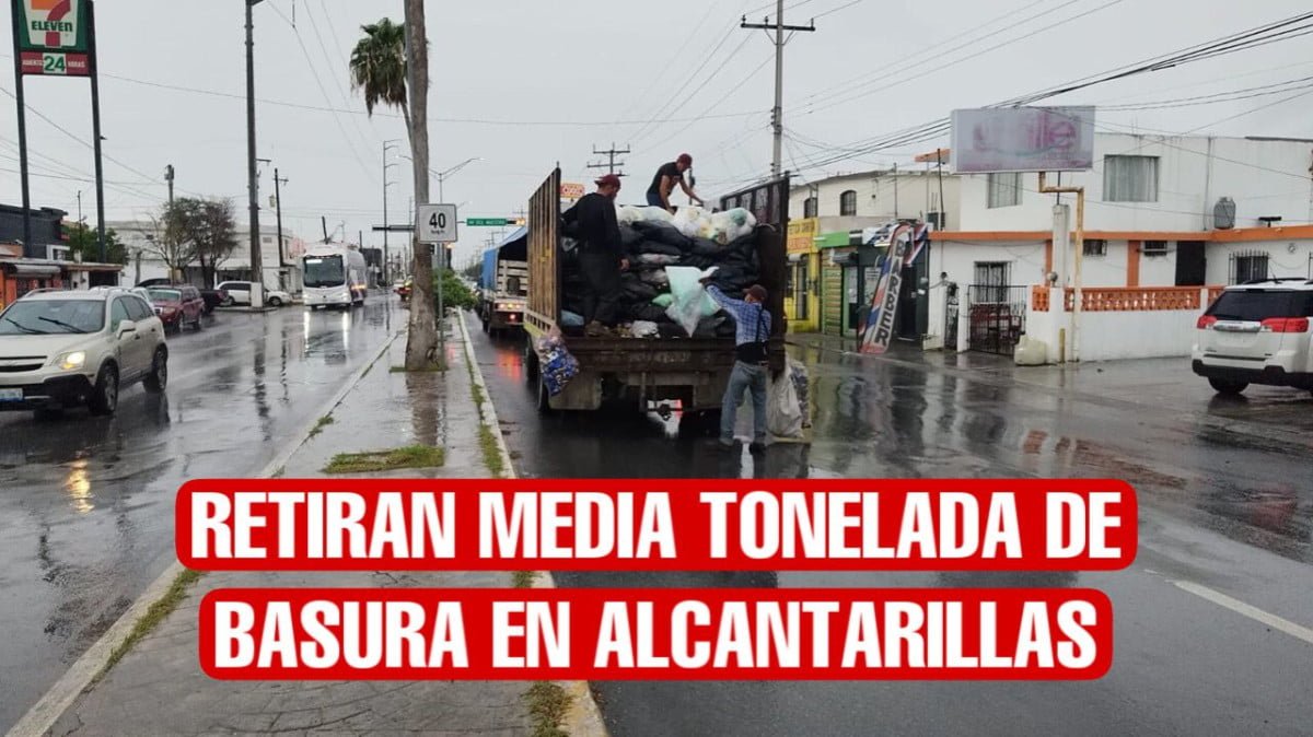 Retiran media tonelada de basura de las alcantarillas durante las lluvias